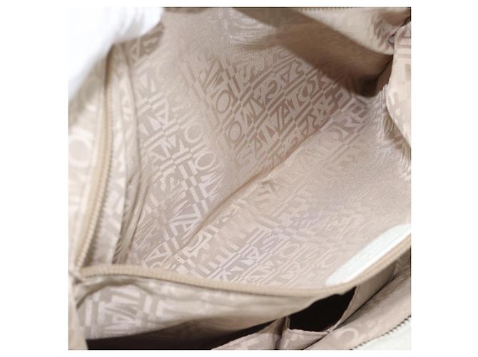 Borsa Salvatore Ferragamo Gancini in pelle 2way Oro Bianco Auth ka5027 - vista 23