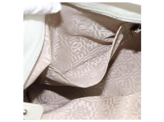 Borsa Salvatore Ferragamo Gancini in pelle 2way Oro Bianco Auth ka5027 - vista 24