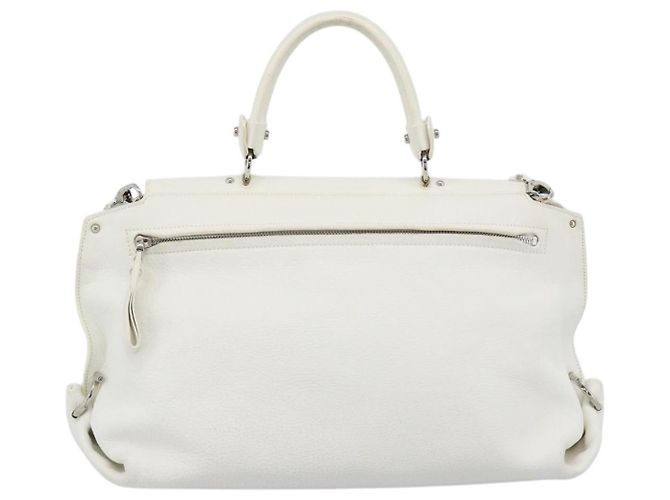 Borsa Salvatore Ferragamo Gancini in pelle 2way Oro Bianco Auth ka5027 - vista 3