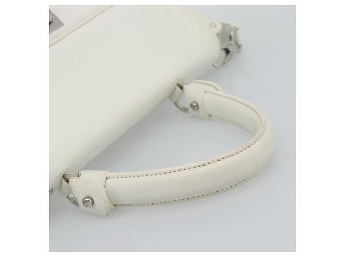 Borsa Salvatore Ferragamo Gancini in pelle 2way Oro Bianco Auth ka5027 - vista 7