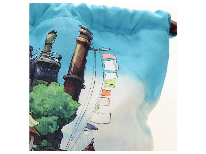 LOEWE Ghibli Kooperation Howl's Moving Castle Pouch Canvas Blau Auth 190232SM - Ansicht 20