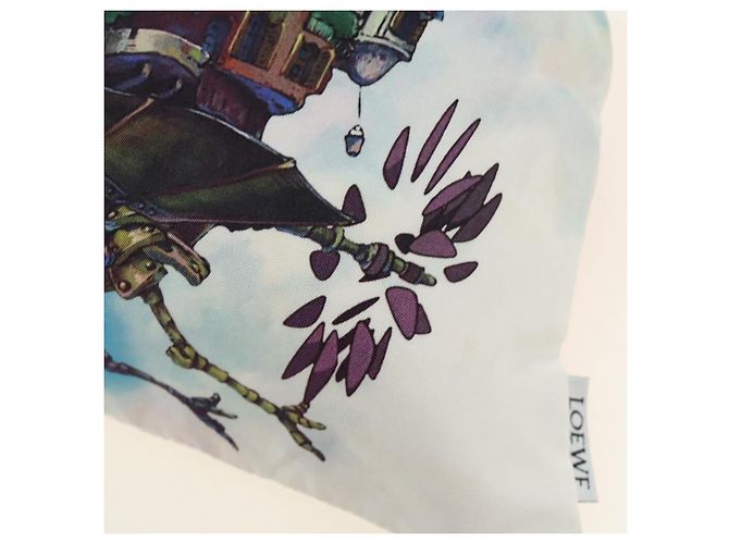 LOEWE Ghibli Kooperation Howl's Moving Castle Pouch Canvas Blau Auth 190232SM - Ansicht 22