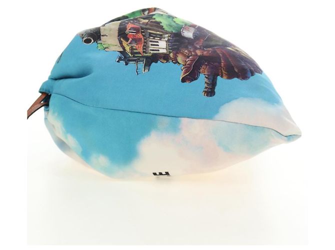 LOEWE Ghibli Kooperation Howl's Moving Castle Pouch Canvas Blau Auth 190232SM - Ansicht 3