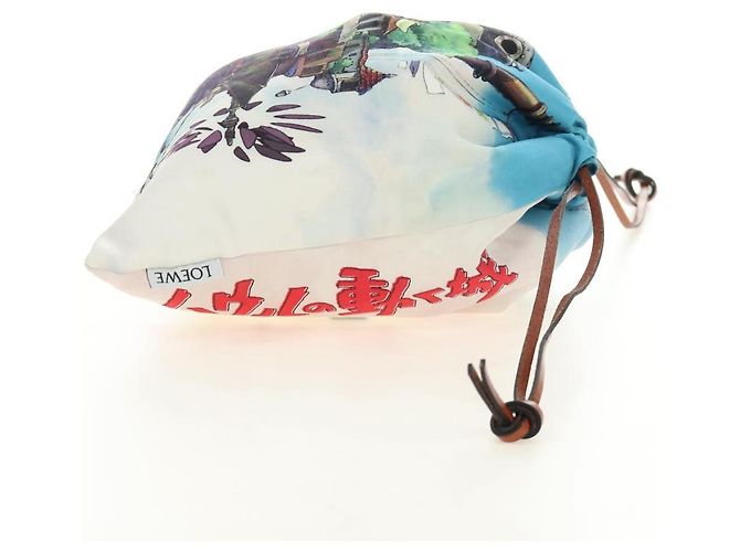 LOEWE Ghibli Kooperation Howl's Moving Castle Pouch Canvas Blau Auth 190232SM - Ansicht 4
