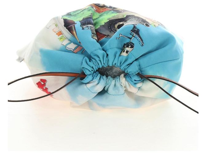 LOEWE Ghibli Kooperation Howl's Moving Castle Pouch Canvas Blau Auth 190232SM - Ansicht 6