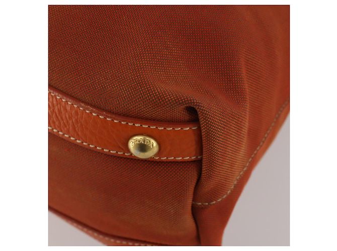 PRADA Handtasche Canvas 2way Orange Gold Auth mr2579V Golden - Ansicht 12
