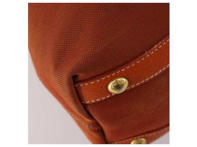 PRADA Handtasche Canvas 2way Orange Gold Auth mr2579V Golden - Ansicht 13