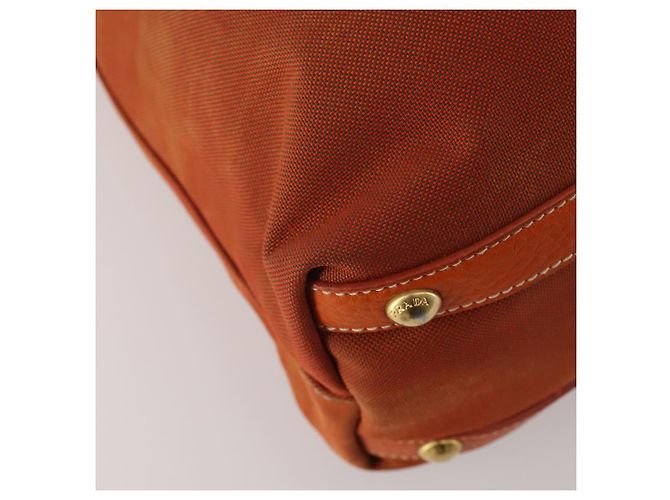 PRADA Handtasche Canvas 2way Orange Gold Auth mr2579V Golden - Ansicht 15