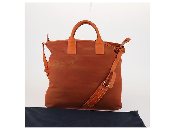 PRADA Handtasche Canvas 2way Orange Gold Auth mr2579V Golden - Ansicht 28