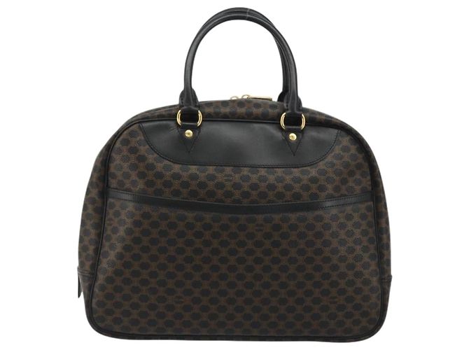 Céline Borsa CELINE Macadam Canvas PVC Pelle Nera Oro Auth 188316V Nero D'oro - vista 2