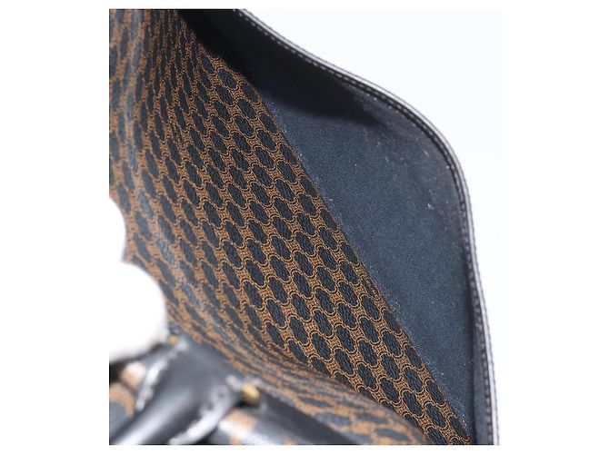 Céline Borsa CELINE Macadam Canvas PVC Pelle Nera Oro Auth 188316V Nero D'oro - vista 21