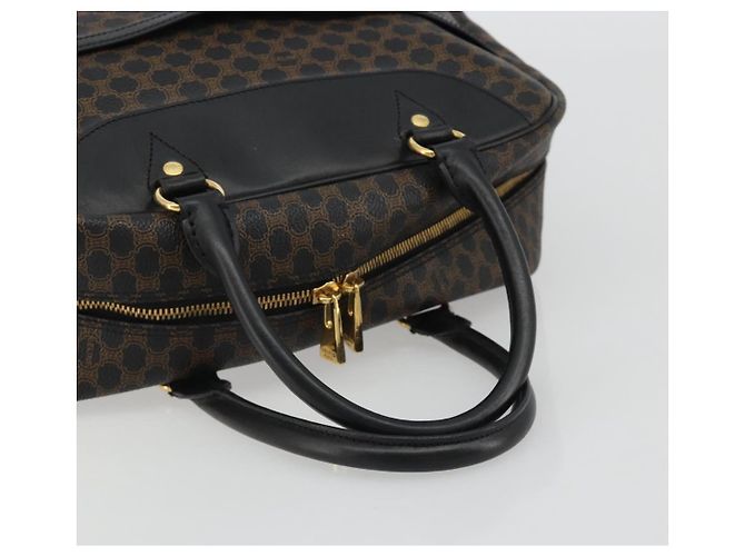 Céline Borsa CELINE Macadam Canvas PVC Pelle Nera Oro Auth 188316V Nero D'oro - vista 7