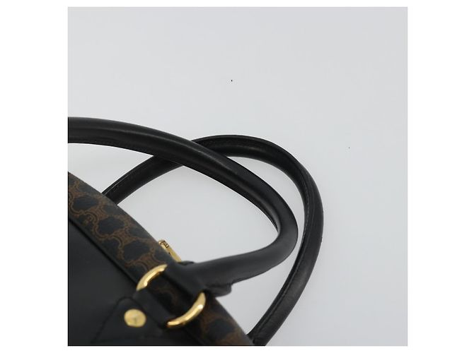 Céline Borsa CELINE Macadam Canvas PVC Pelle Nera Oro Auth 188316V Nero D'oro - vista 8