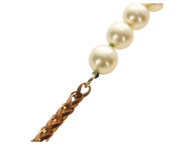 Collana CHANEL Metallo Perla Oro Bianco CC Auth bs35757V D'oro - vista 10