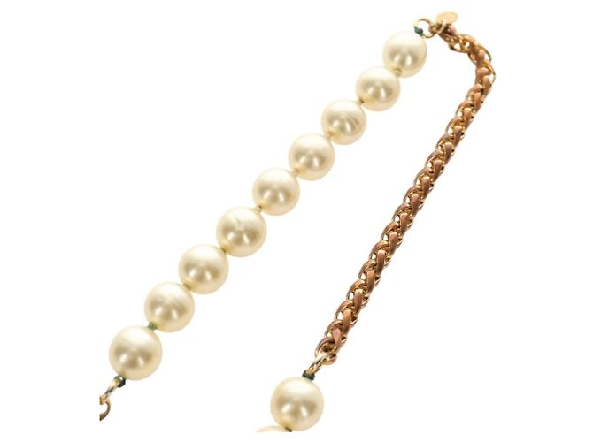 Collana CHANEL Metallo Perla Oro Bianco CC Auth bs35757V D'oro - vista 11