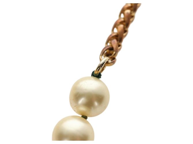 Collana CHANEL Metallo Perla Oro Bianco CC Auth bs35757V D'oro - vista 12