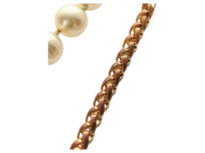 Collana CHANEL Metallo Perla Oro Bianco CC Auth bs35757V D'oro - vista 13