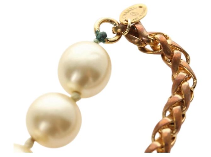 Collana CHANEL Metallo Perla Oro Bianco CC Auth bs35757V D'oro - vista 14