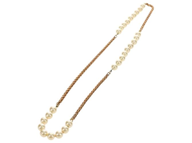 Collana CHANEL Metallo Perla Oro Bianco CC Auth bs35757V D'oro - vista 2