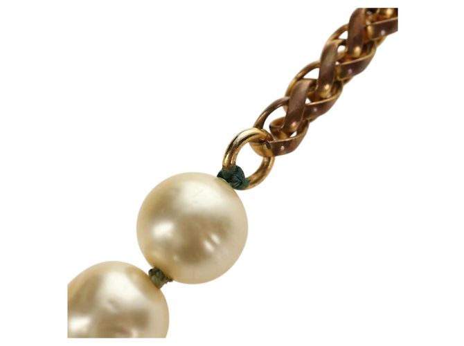 Collana CHANEL Metallo Perla Oro Bianco CC Auth bs35757V D'oro - vista 4
