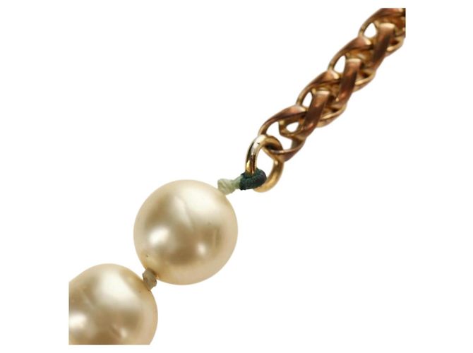 Collana CHANEL Metallo Perla Oro Bianco CC Auth bs35757V D'oro - vista 5