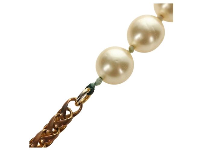 Collana CHANEL Metallo Perla Oro Bianco CC Auth bs35757V D'oro - vista 8