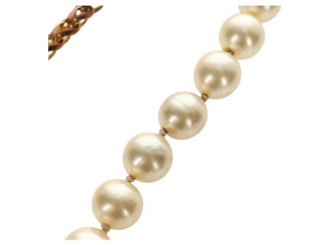 Collana CHANEL Metallo Perla Oro Bianco CC Auth bs35757V D'oro - vista 9
