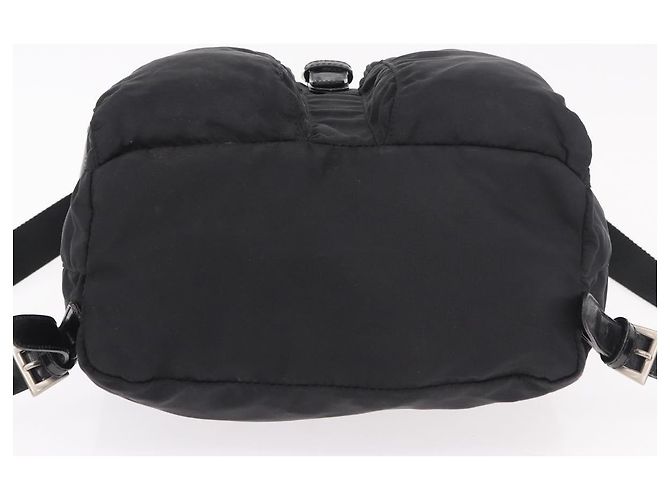 Zaino PRADA Nylon Nero Argento Auth 188482 - vista 11