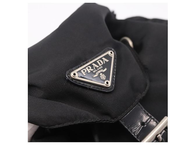 Zaino PRADA Nylon Nero Argento Auth 188482 - vista 16