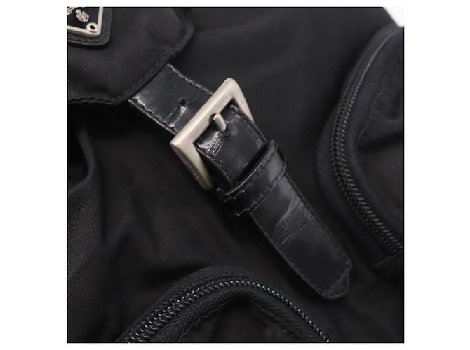 Zaino PRADA Nylon Nero Argento Auth 188482 - vista 17