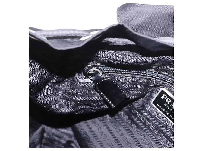 Zaino PRADA Nylon Nero Argento Auth 188482 - vista 23