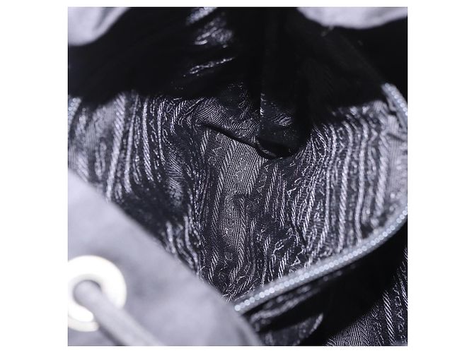 Zaino PRADA Nylon Nero Argento Auth 188482 - vista 24