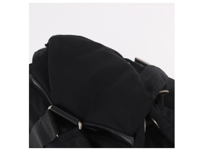 Zaino PRADA Nylon Nero Argento Auth 188482 - vista 6