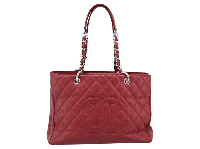 CHANEL Matelasse Chain Shoulder Bag Caviar Skin Red Silver CC Auth ka5052A Argento Rosso - vista 2