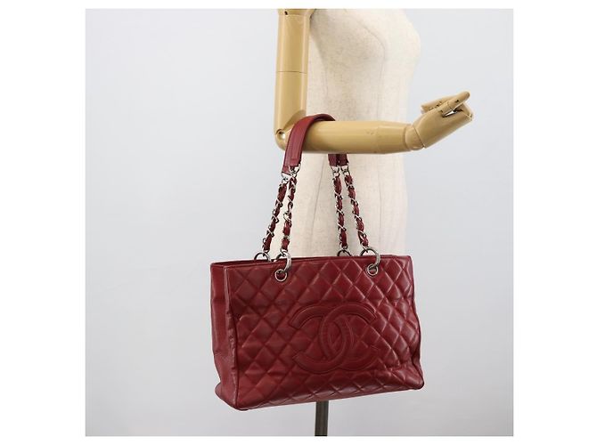 CHANEL Matelasse Chain Shoulder Bag Caviar Skin Red Silver CC Auth ka5052A Argento Rosso - vista 27