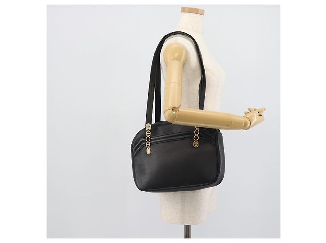 Borsa a tracolla Christian Dior in pelle nera e oro Auth 188570 Nero D'oro - vista 22