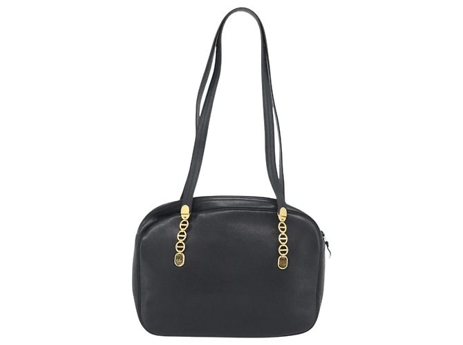 Borsa a tracolla Christian Dior in pelle nera e oro Auth 188570 Nero D'oro - vista 3