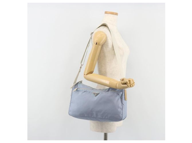 Borsa a tracolla PRADA Nylon Azzurro Chiaro Argento Auth 189553A Blu chiaro - vista 27