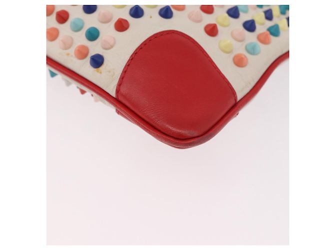 Borsa a Spalla Christian Louboutin in Pelle Bianca e Rossa Auth bs35872 Bianco Rosso - vista 11
