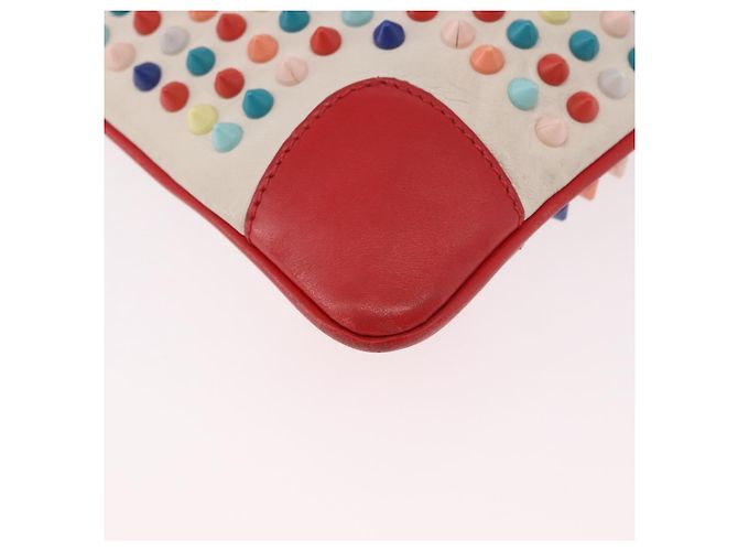 Borsa a Spalla Christian Louboutin in Pelle Bianca e Rossa Auth bs35872 Bianco Rosso - vista 12