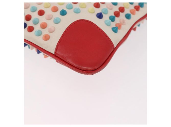 Borsa a Spalla Christian Louboutin in Pelle Bianca e Rossa Auth bs35872 Bianco Rosso - vista 13
