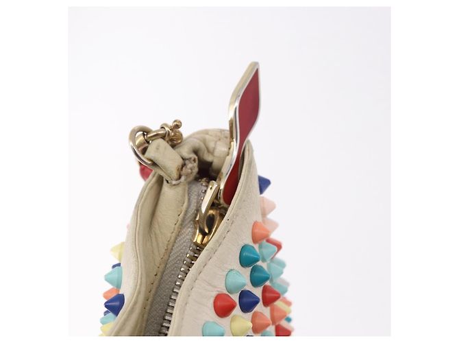 Borsa a Spalla Christian Louboutin in Pelle Bianca e Rossa Auth bs35872 Bianco Rosso - vista 14