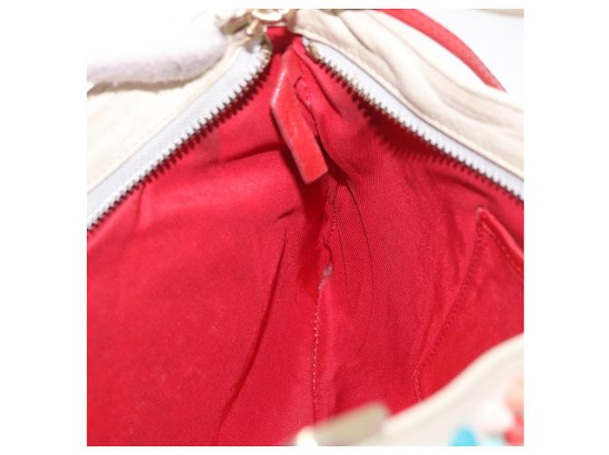 Borsa a Spalla Christian Louboutin in Pelle Bianca e Rossa Auth bs35872 Bianco Rosso - vista 17
