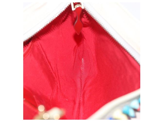 Borsa a Spalla Christian Louboutin in Pelle Bianca e Rossa Auth bs35872 Bianco Rosso - vista 18