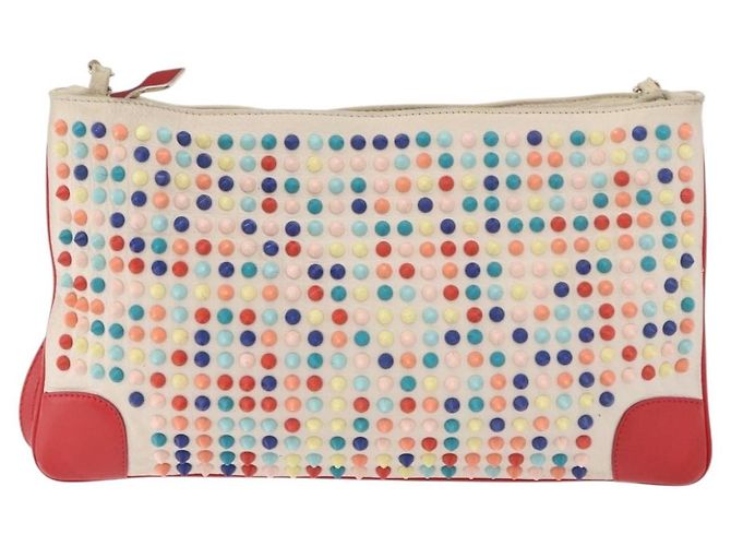 Borsa a Spalla Christian Louboutin in Pelle Bianca e Rossa Auth bs35872 Bianco Rosso - vista 2