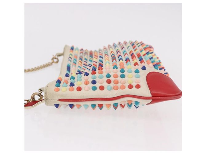 Borsa a Spalla Christian Louboutin in Pelle Bianca e Rossa Auth bs35872 Bianco Rosso - vista 5