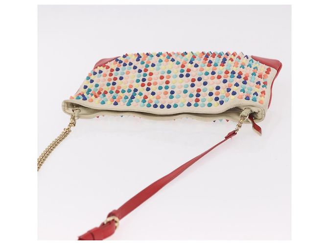 Borsa a Spalla Christian Louboutin in Pelle Bianca e Rossa Auth bs35872 Bianco Rosso - vista 6