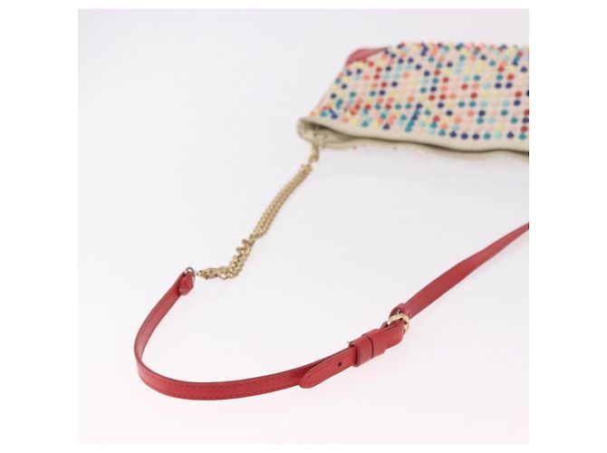 Borsa a Spalla Christian Louboutin in Pelle Bianca e Rossa Auth bs35872 Bianco Rosso - vista 7