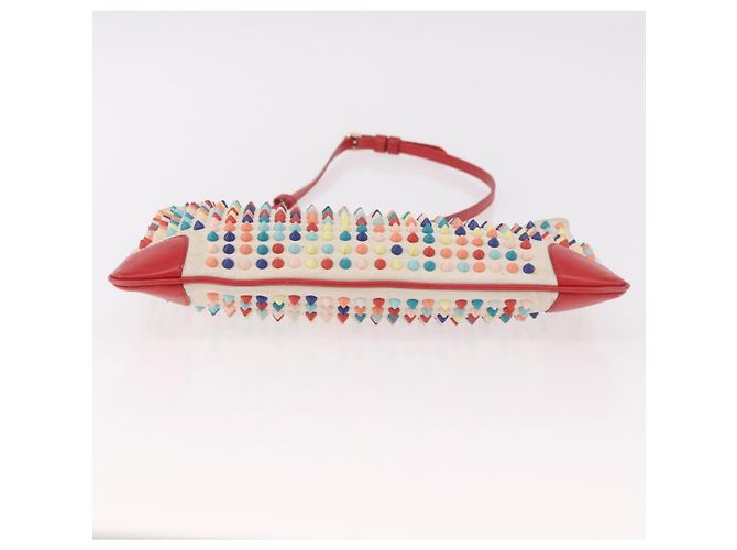 Borsa a Spalla Christian Louboutin in Pelle Bianca e Rossa Auth bs35872 Bianco Rosso - vista 9