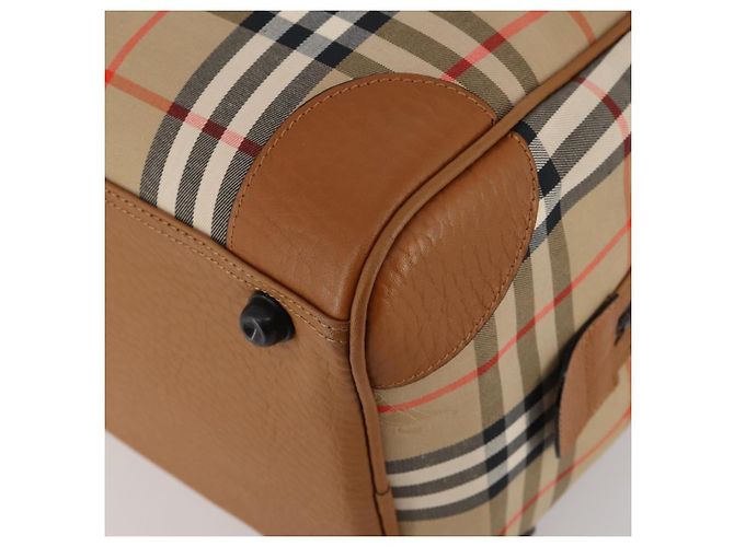 Borsa Boston Burberrys Nova Check in tela Beige Gold Auth 187178A D'oro - vista 10